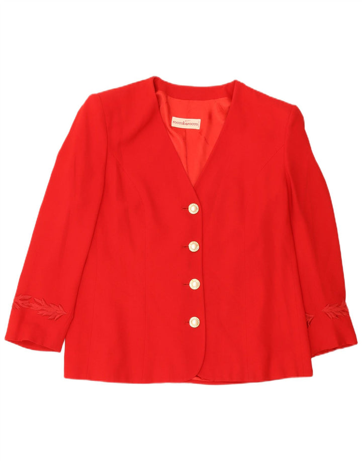 Roccobarocco Veste blazer à 4 boutons pour femme UK 14 Rouge moyen