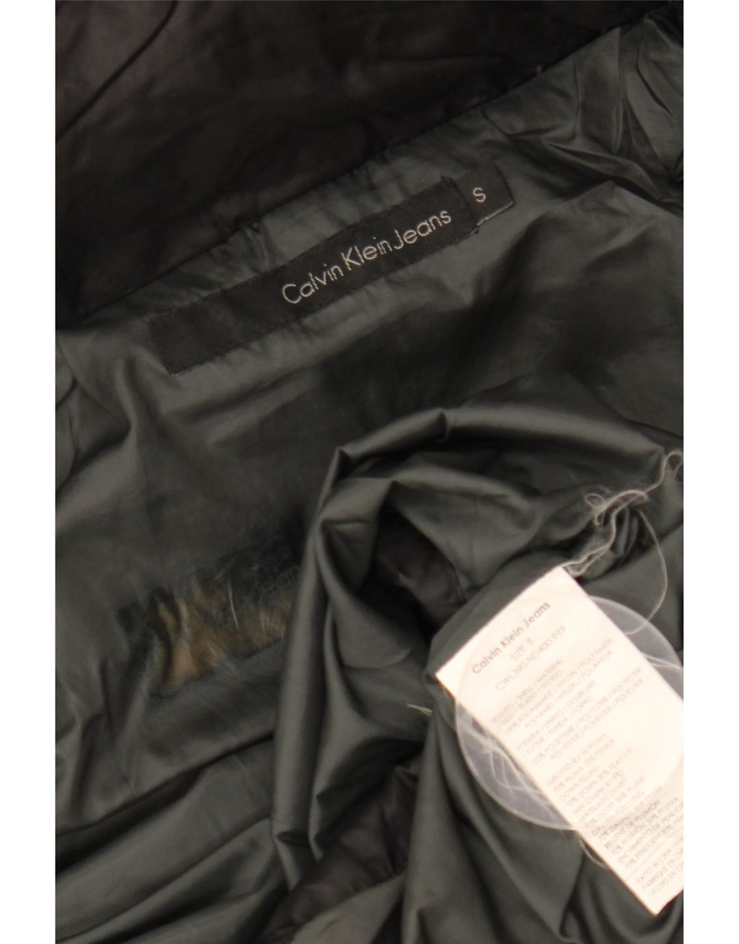 Calvin Klein Manteau rembourré à capuche pour femme UK 10 Small Noir Polyamide