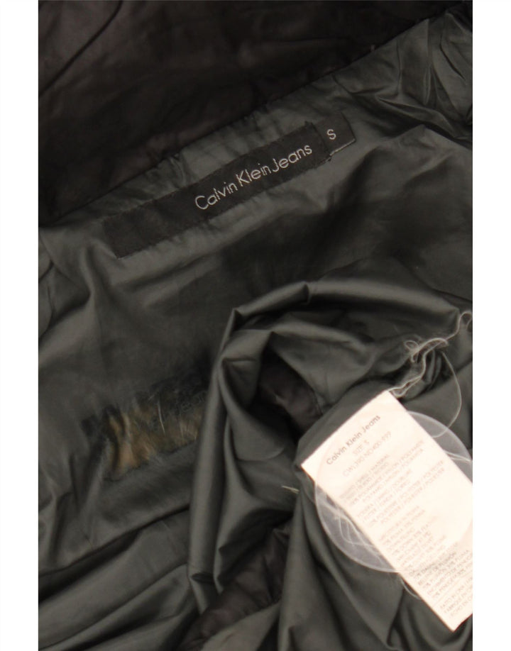 Calvin Klein Manteau rembourré à capuche pour femme UK 10 Small Noir Polyamide