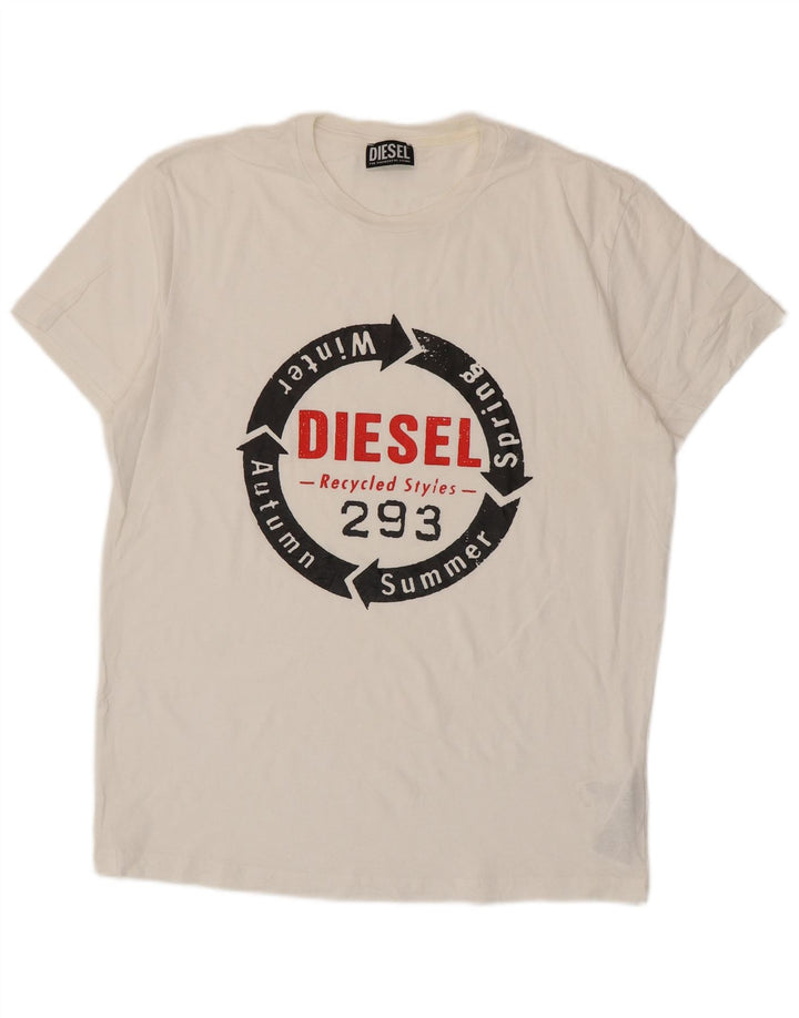Diesel T-Shirt Graphique Homme Top XL Coton Blanc
