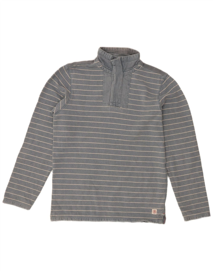 White Stuff Sweat-Shirt à Col Zippé Homme Bleu Moyen Rayé en Coton