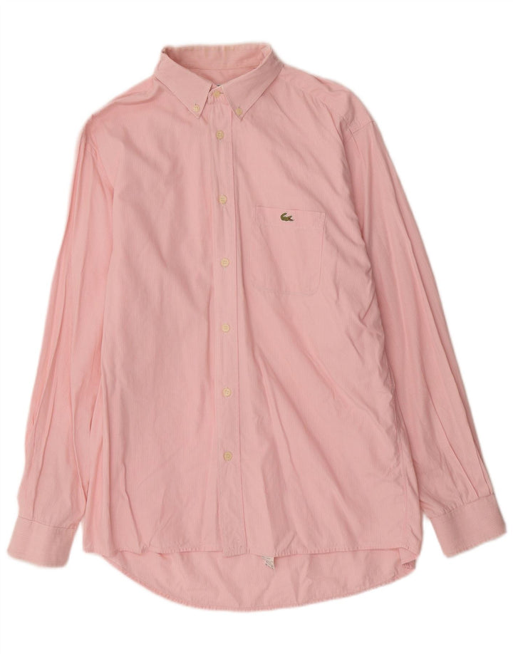 Lacoste Chemise homme Taille 40 Coton à fines rayures rose moyen