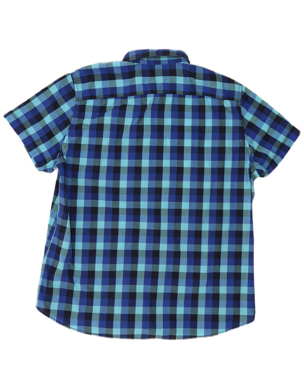 Angelo Litrico Chemise à manches courtes pour homme Taille 45/46 2XL Bleu Vichy