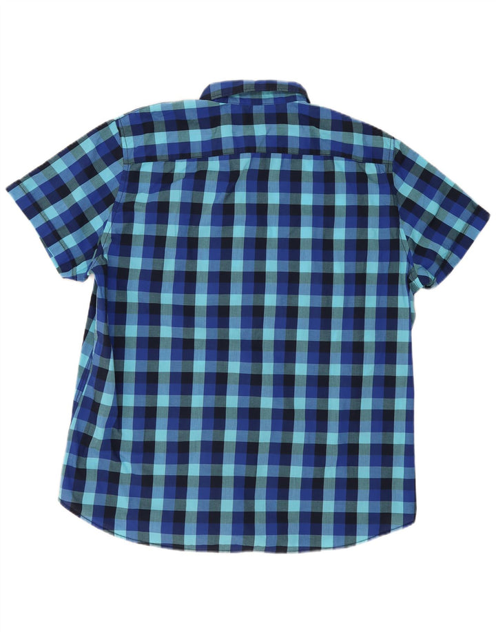 Angelo Litrico Chemise à manches courtes pour homme Taille 45/46 2XL Bleu Vichy