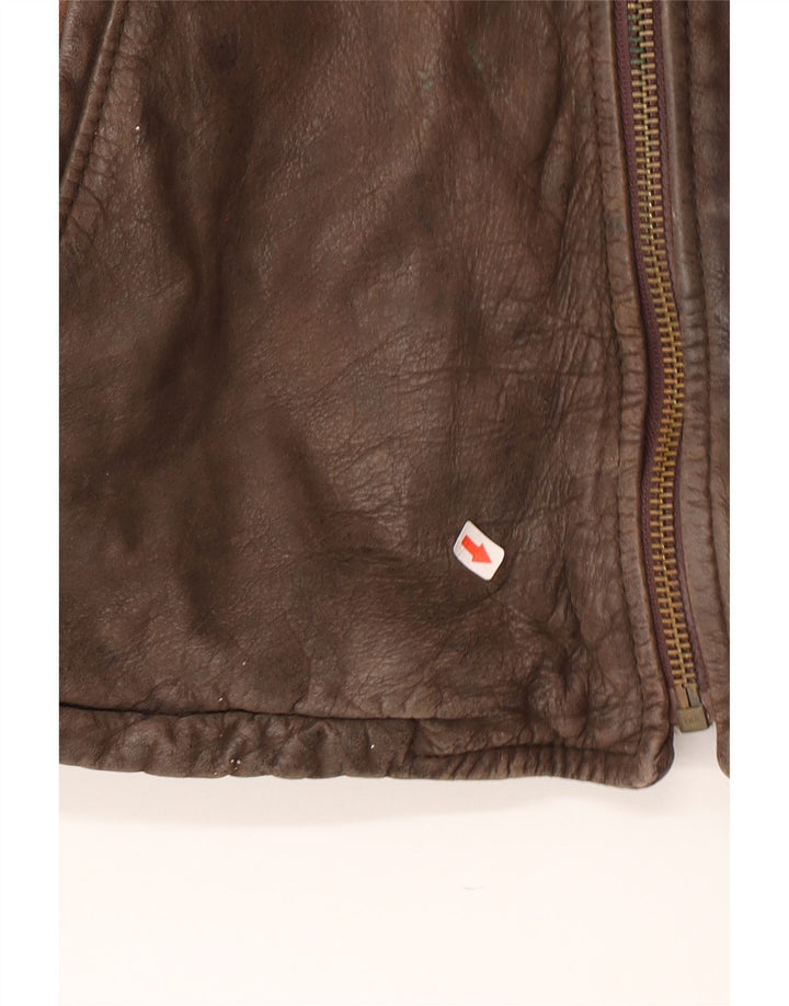 veste en cuir homme vintage UK 38 Cuir brun moyen