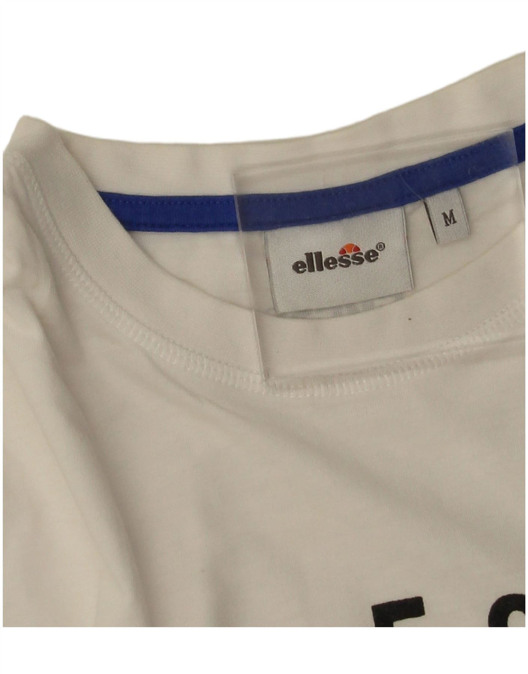 Ellesse T-shirt graphique pour femme UK 14 en coton blanc moyen