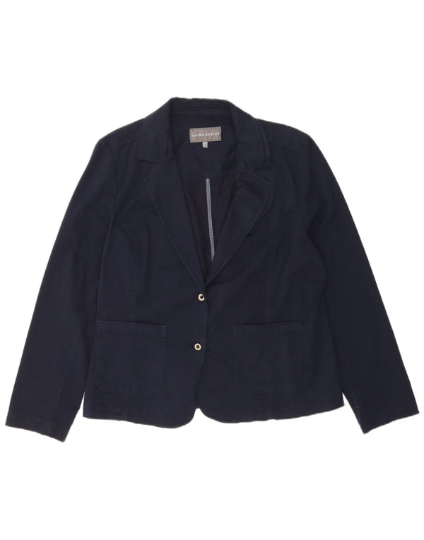 Laura Ashley Veste blazer à 2 boutons pour femme UK 18 XL Bleu marine en coton