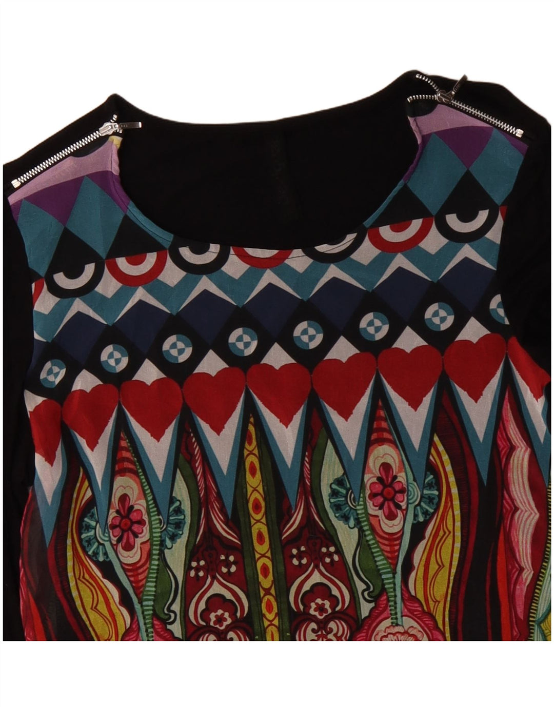 DESIGUAL Haut graphique à manches longues pour femme UK 42 Medium Noir Floral