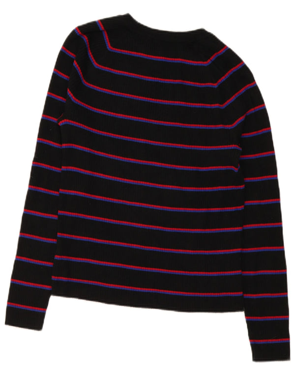 Chaps Pull col bateau pour femme UK 14 Grand coton rayé noir