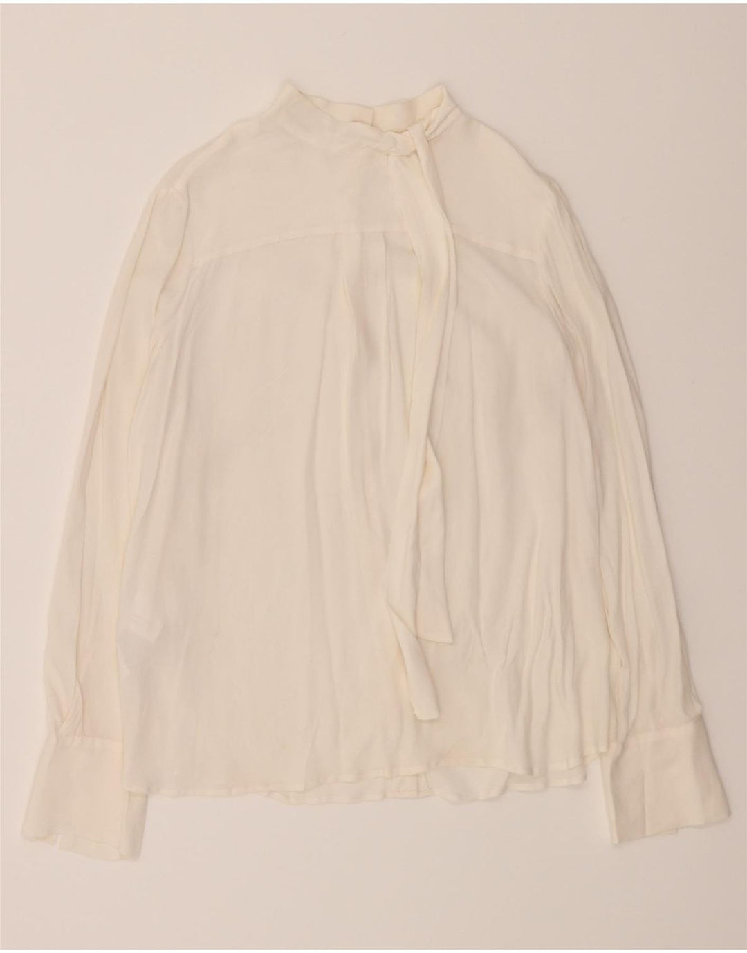 CARACTERE Chemisier chemise à nouer sur le devant pour femme UK 10 Petit acétate blanc