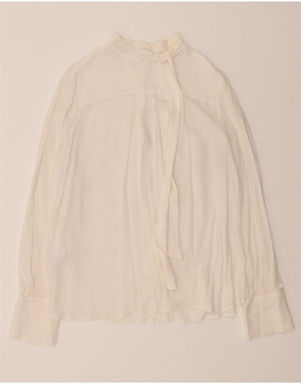 CARACTERE Chemisier chemise à nouer sur le devant pour femme UK 10 Petit acétate blanc