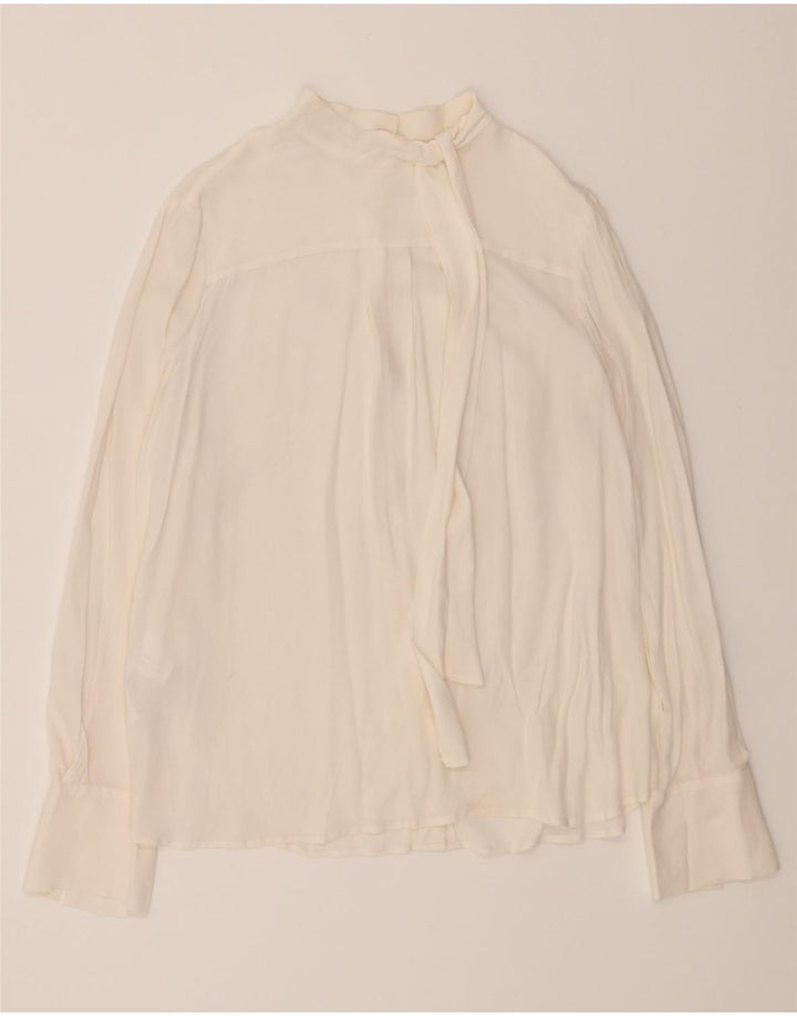 CARACTERE Chemisier chemise à nouer sur le devant pour femme UK 10 Petit acétate blanc
