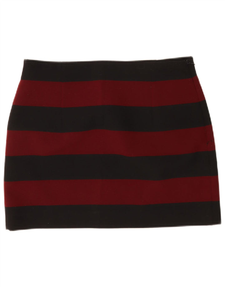 Zara Femme Mini Jupe Large W30 Noir Rayé