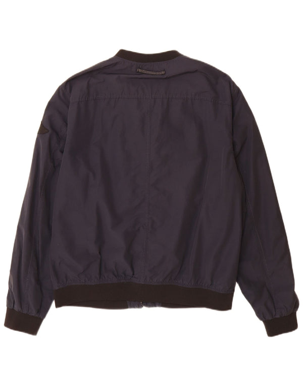Zara Mens Bomber Jacket UK 42 XL Bleu Marine Colorblock Coton
