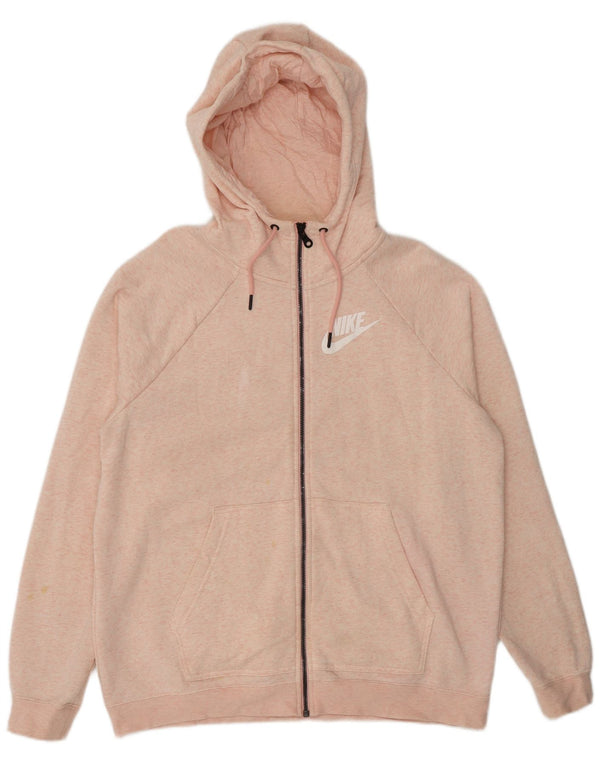 Nike Pull à capuche zippé pour homme en coton moucheté rose grand