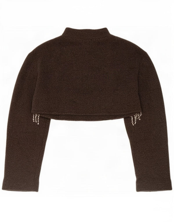 Zara Womens Bolero Jumper UK 16 Large Marron Acrylique