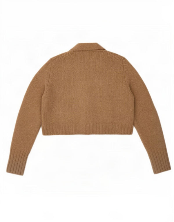 Zara Womens Crop Cardigan Pull UK 10 Petit Beige Polyester