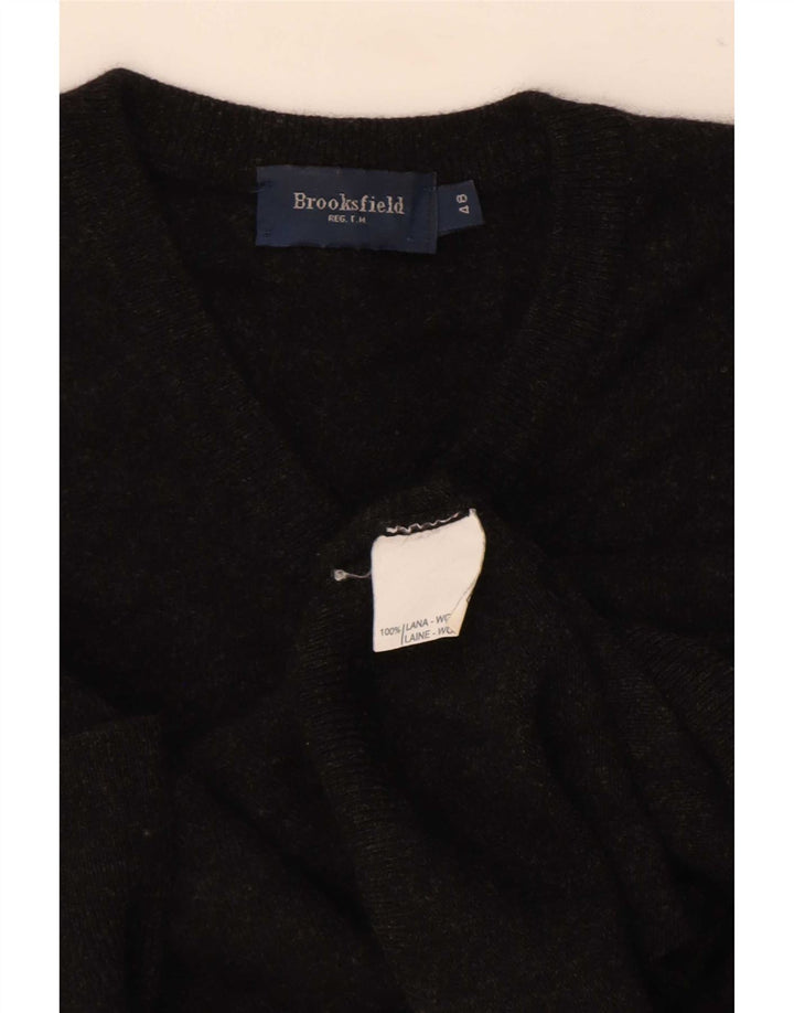 Brooksfield Pull col V pour homme IT 48 Petite laine noire