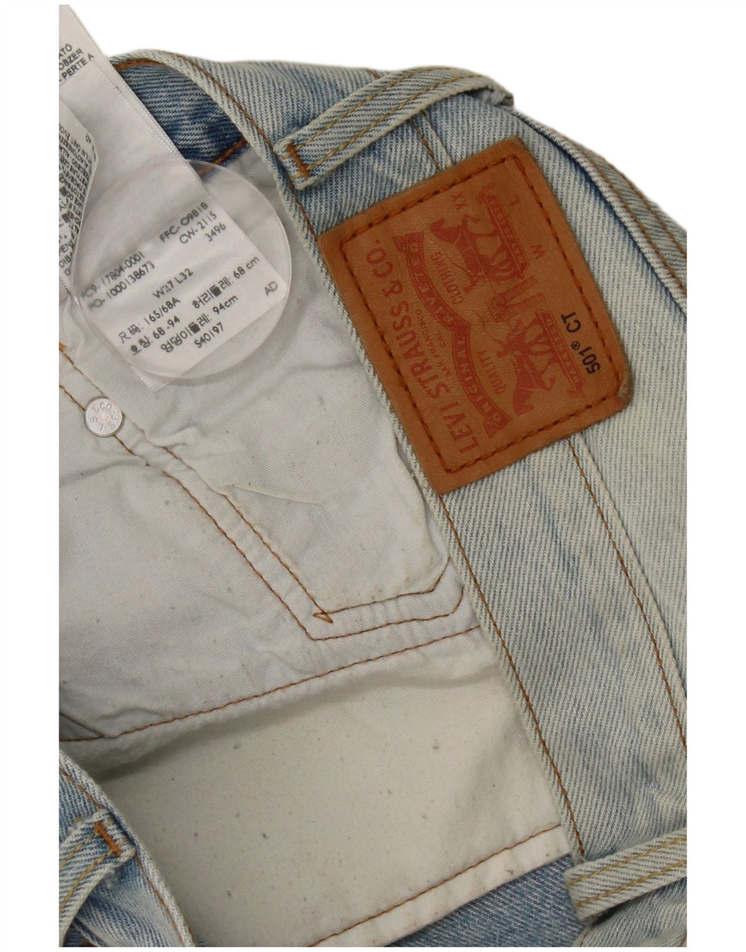 Levi's Jean Droit 501 Vieilli Homme W27 L27 Bleu Coton
