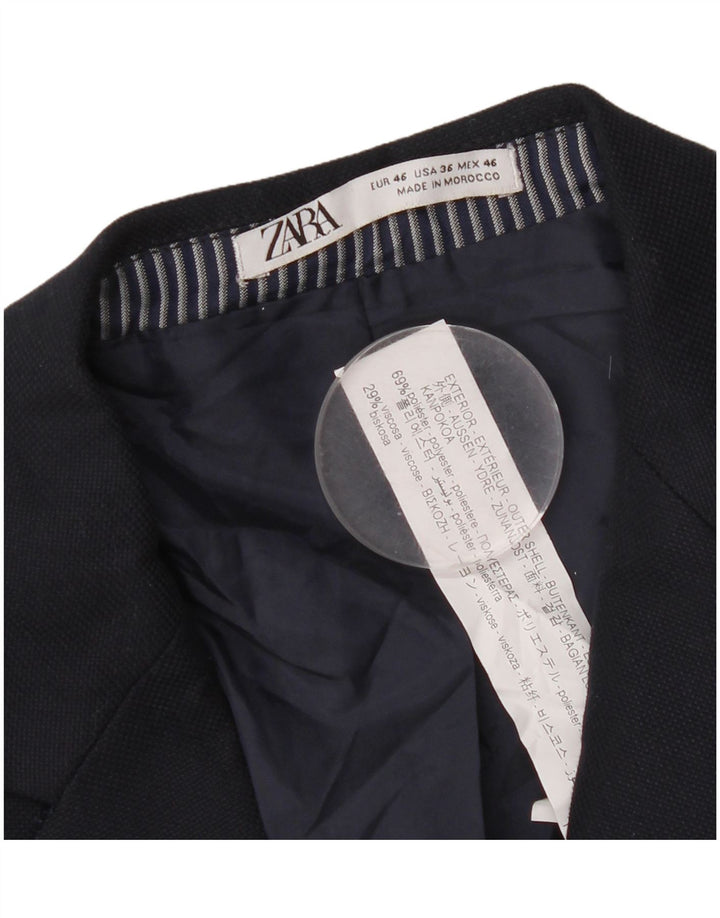 Zara Veste Blazer 1 Bouton Homme EU 46 Petit Bleu Marine Polyester