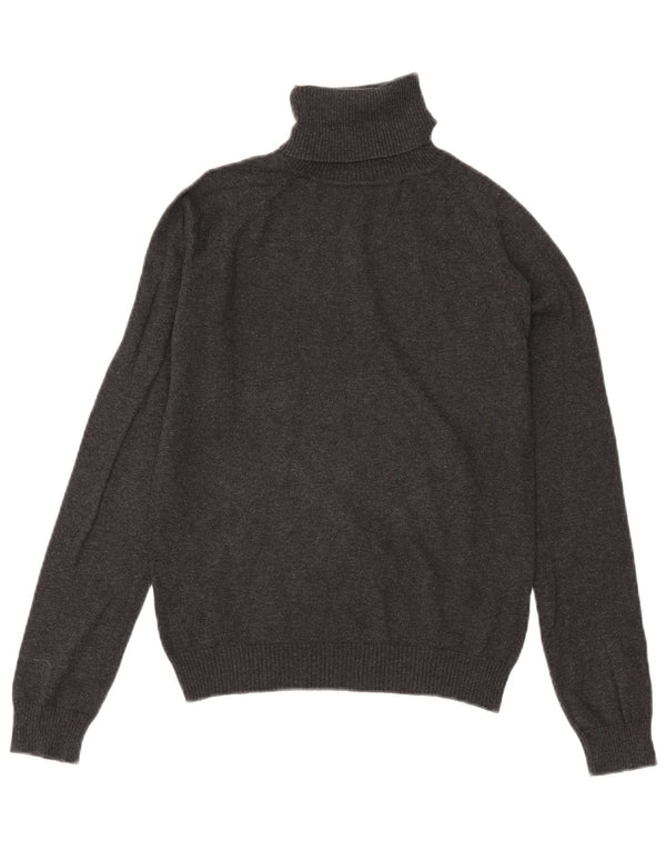 Zara Pull court à col roulé pour femme UK 12 Gris moyen Coton