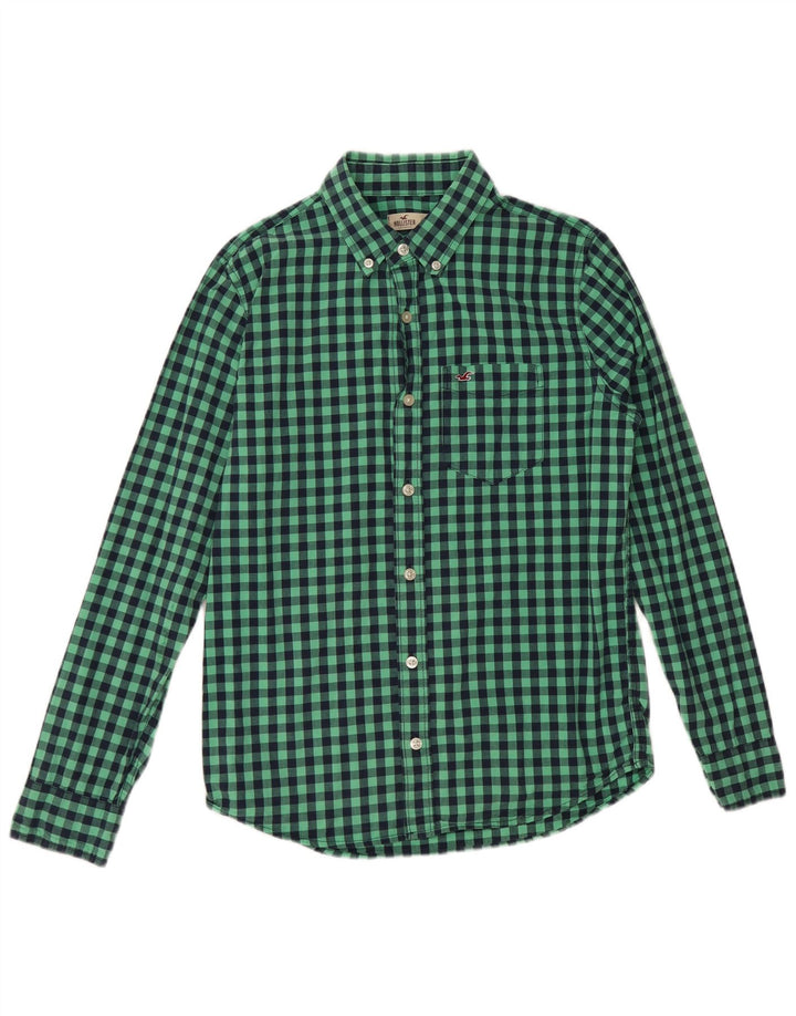 Hollister Chemise Homme Petit Vert Vichy Coton