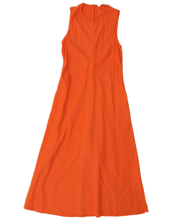 Zara Robe trapèze sans manches pour femme UK 12 Lin orange moyen
