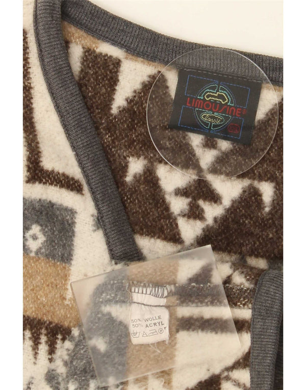 gilet homme vintage 2XL laine géométrique marron