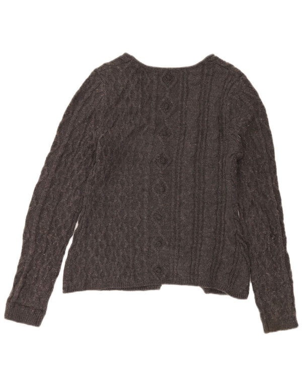 Zara Womens Cardigan Sweater UK 14 Large Gris Acrylique