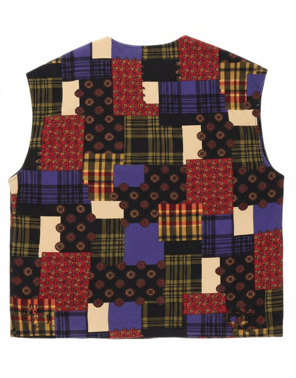 Gilet en velours côtelé femme vintage UK 12 Patchwork multicolore moyen