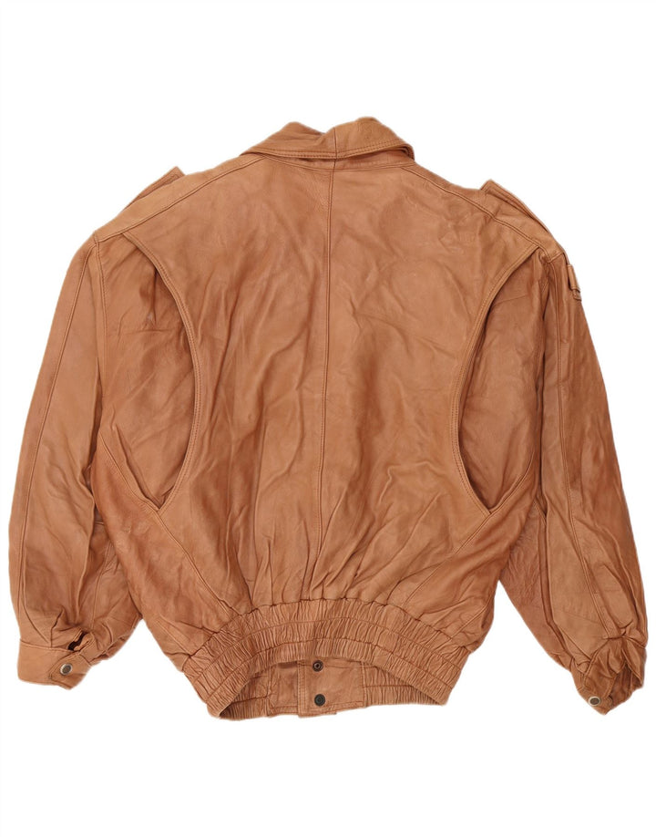 VINTAGE Veste en cuir militaire pour homme UK 44 2XL Cuir marron