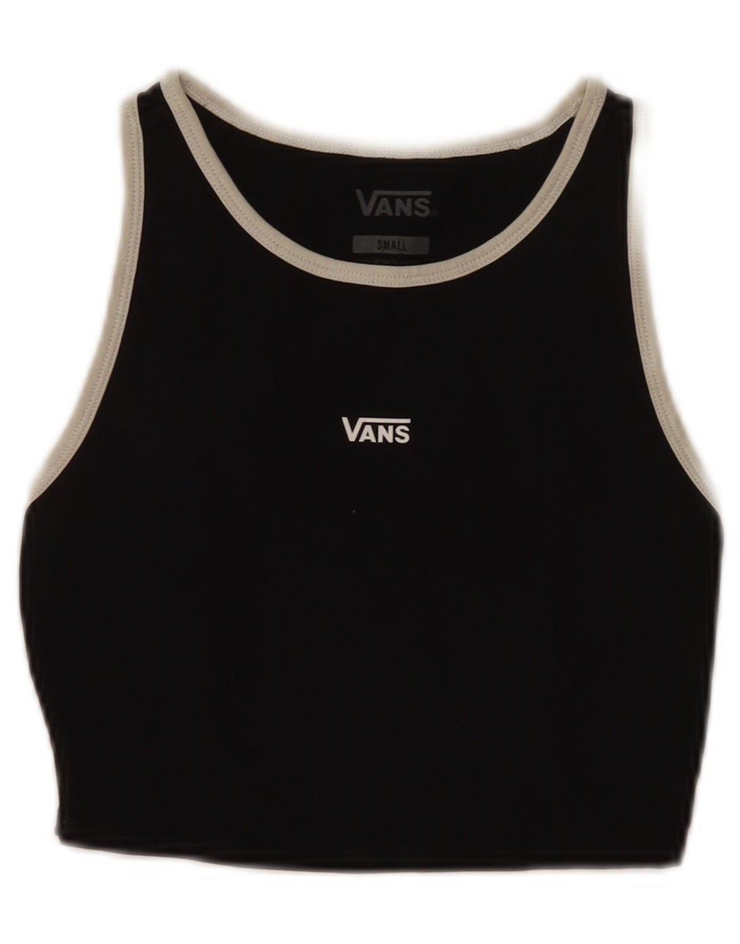 Vans Femmes Crop Graphic Débardeur UK 10 Petit Noir Coton