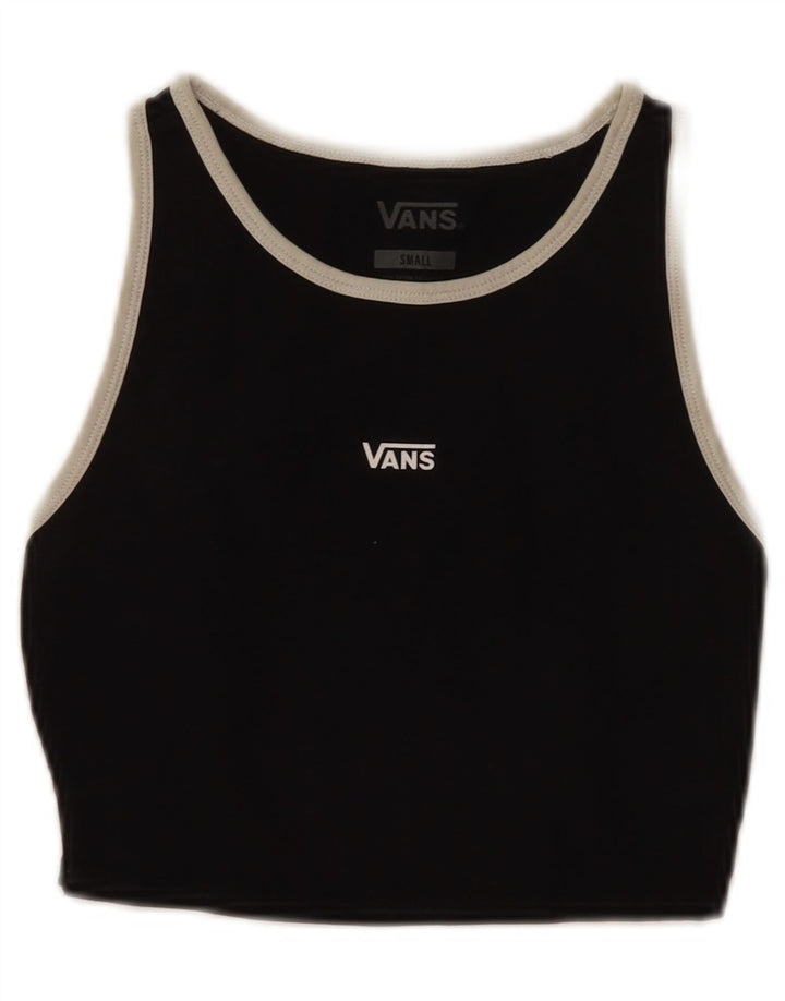 Vans Femmes Crop Graphic Débardeur UK 10 Petit Noir Coton