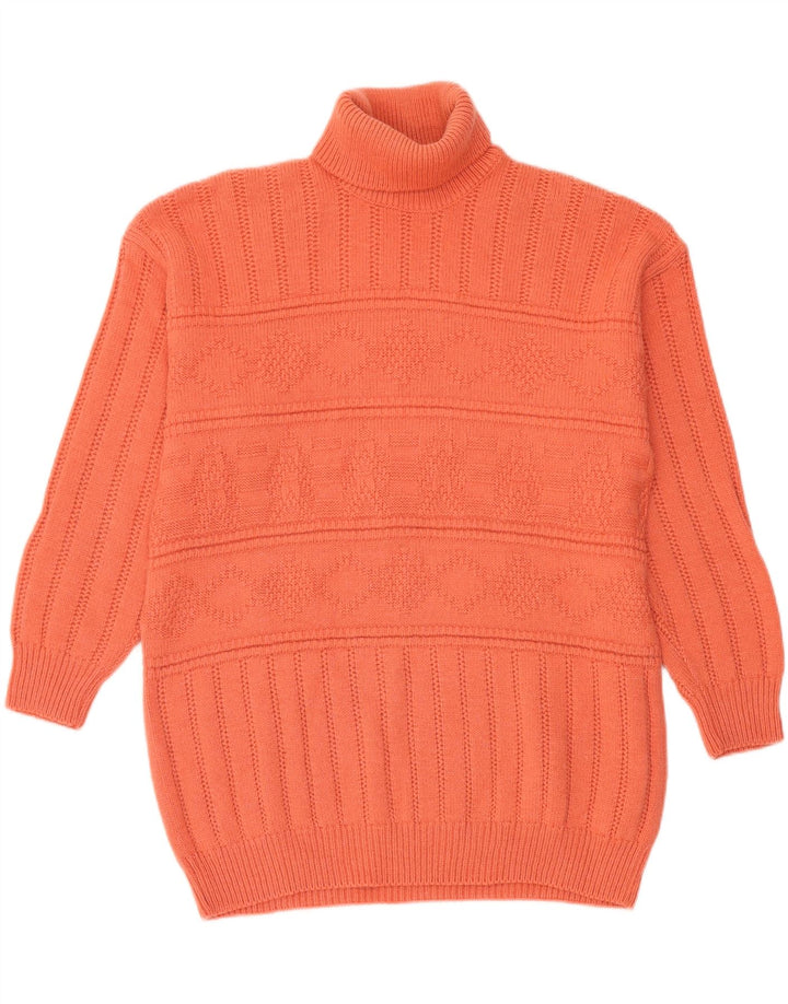 Stefanel Pull col roulé pour homme en laine orange Large