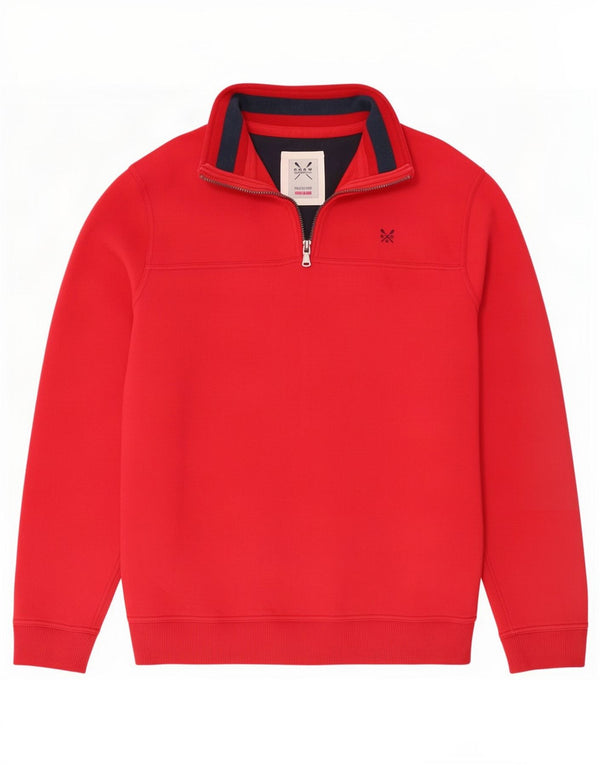 Crew Clothing Sweat-shirt à col zippé pour homme XL en coton rouge