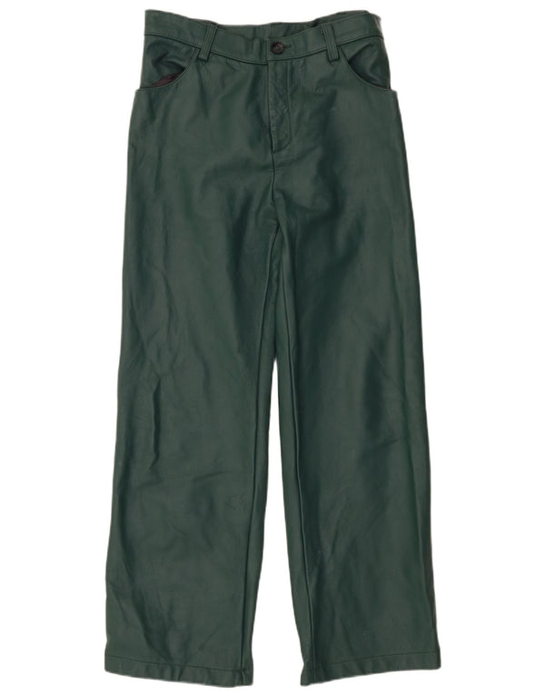 Pantalon droit en cuir femme vintage W32 L29 Vert