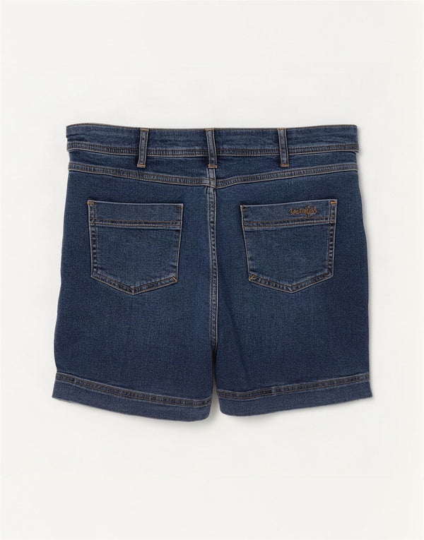 Weird Fish Short en jean pour femme UK 14 Large W34 Bleu Coton