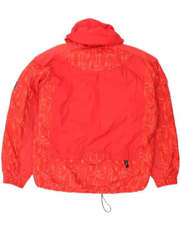Fila Veste de ski à capuche graphique pour homme IT 48 XL Rouge Géométrique Polyester