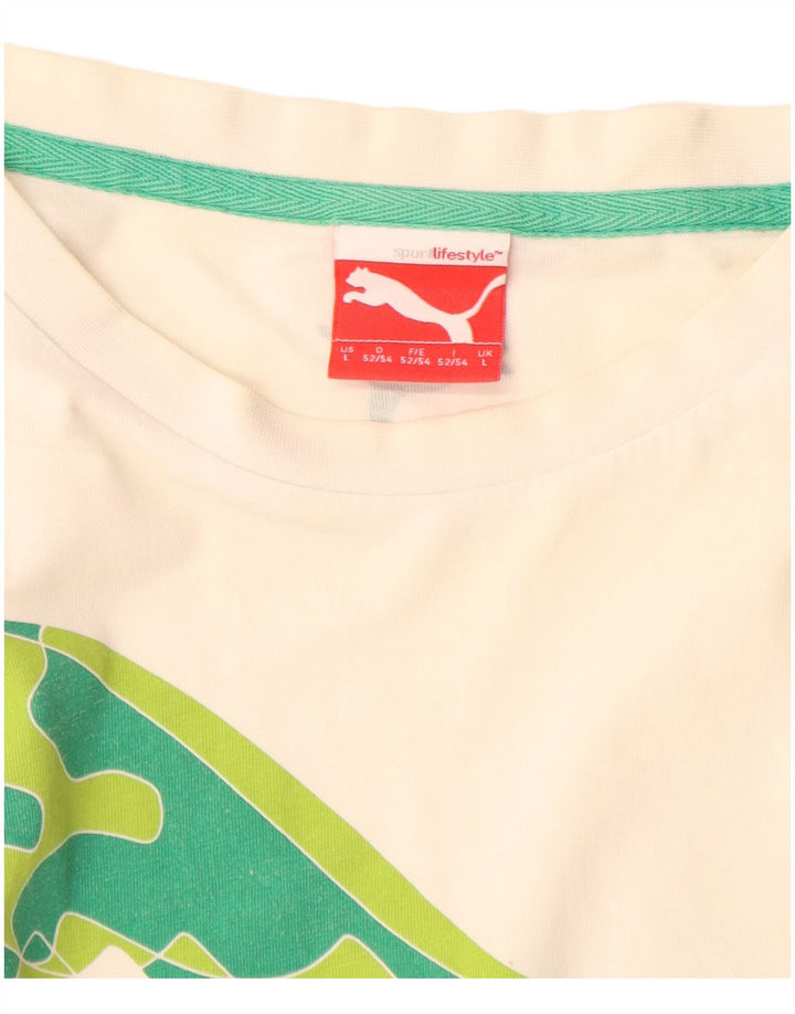Puma T-shirt graphique pour hommes, grand, blanc, coton