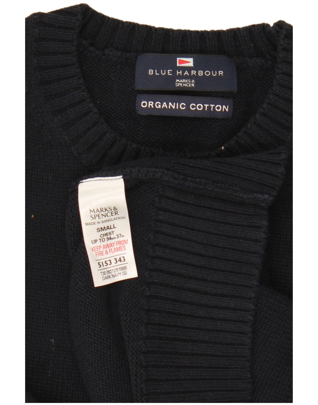 Marks & Spencer Pull à col rond Blue Harbour pour homme, petit bleu marine