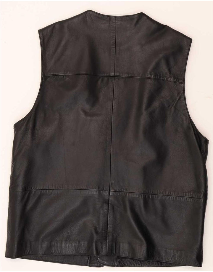 gilet en cuir homme vintage UK 38 Moyen Noir