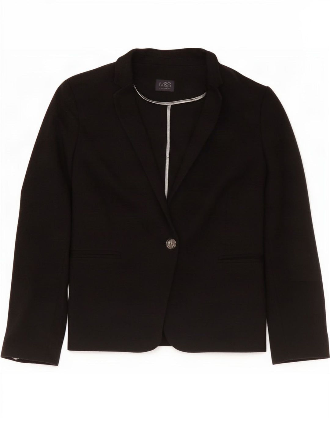 Marks & Spencer Veste blazer à 1 bouton pour femme UK 16 Grand coton noir
