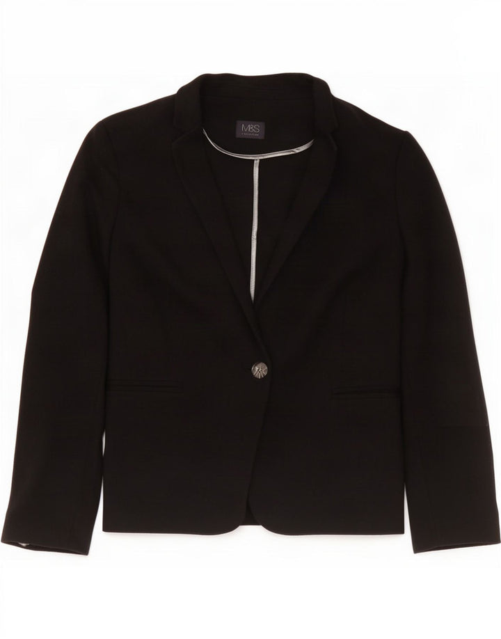 Marks & Spencer Veste blazer à 1 bouton pour femme UK 16 Grand coton noir