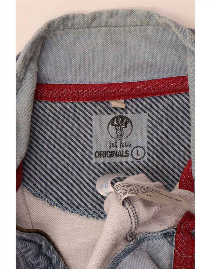 Fat Face Sweat-shirt à col zippé pour homme en coton bleu Taille L