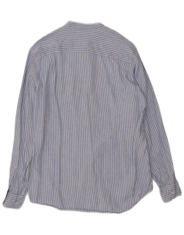 PEPE Jeans Chemise Regular Femme UK 10 Petit Lin Rayé Bleu