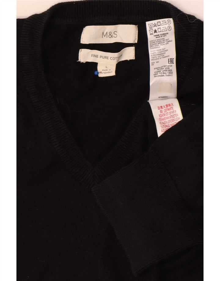 Marks & Spencer Pull col V pour homme en coton noir Taille L