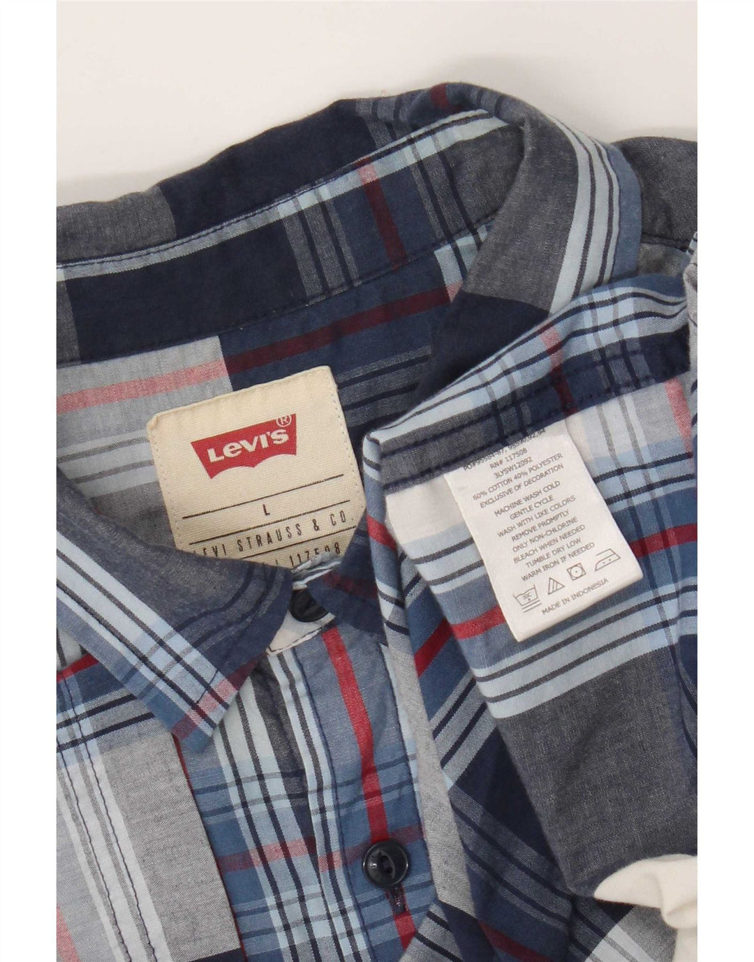 Levi's Chemise à Manches Courtes Homme Bleu Marine à Carreaux Large en Coton
