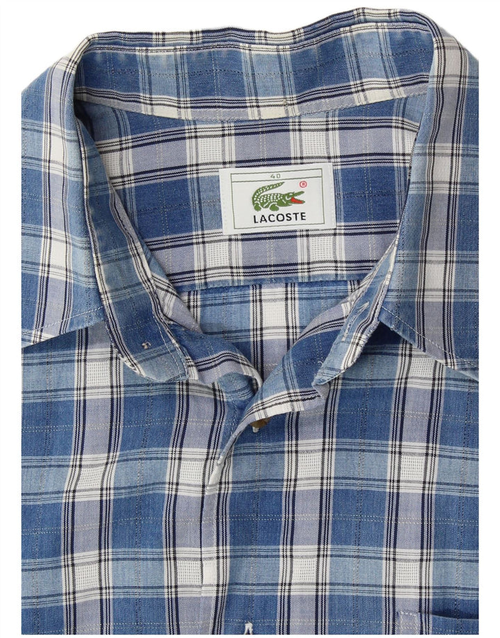 LACOSTE Chemise à manches courtes homme taille 40 carreaux bleu moyen