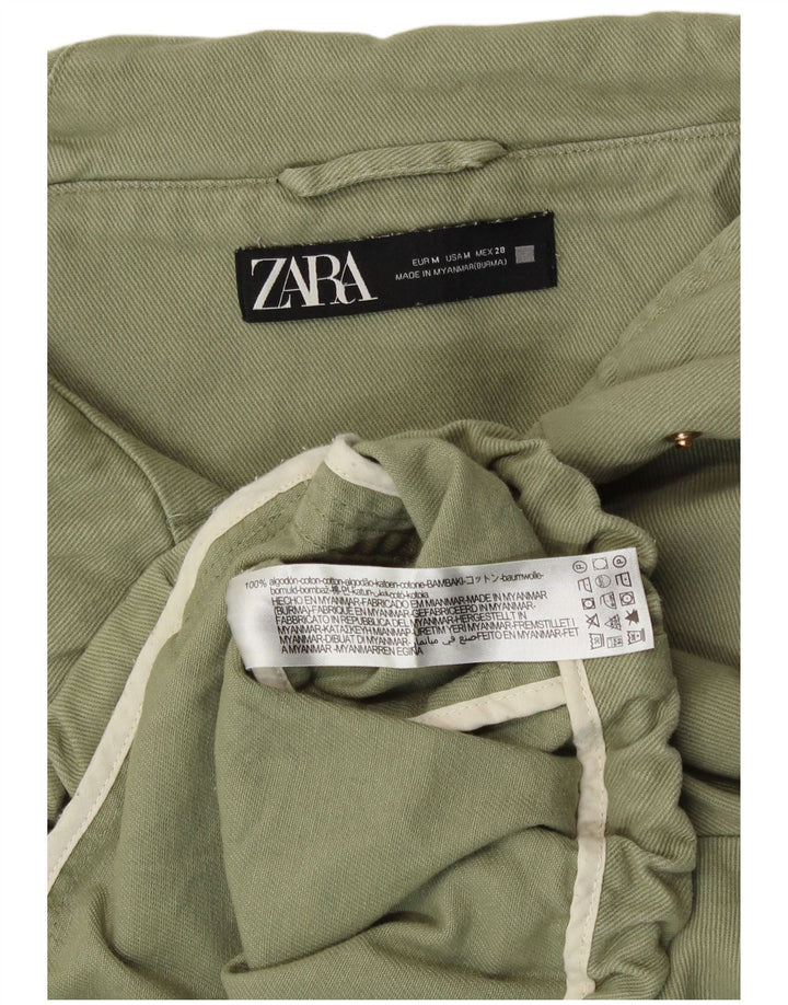 ZARA Veste bomber surdimensionnée à capuche pour femme UK 14 en coton kaki moyen