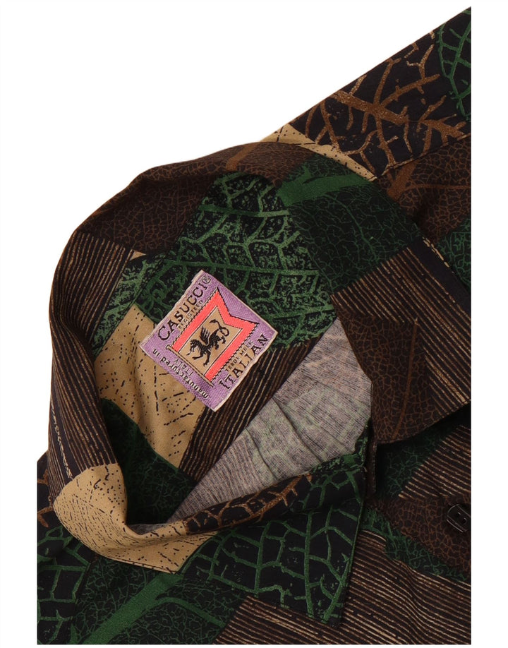 Casucci Chemise à manches courtes pour hommes Large Patchwork marron